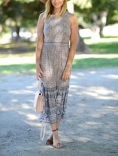 Ulla Johnson Silk Summer Boho Floral Midi Summer Dress, Size 4