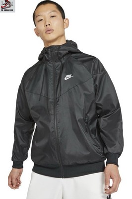 Nike Sportswear Windrunner schwarze Herrenjacke Kapuze durchgehender Reißverschluss UK Größe S   neu mit Etikett