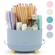 360 Degree Rotating Desk Organizer, Dual-Purpose Pencil Pen Holder with 5