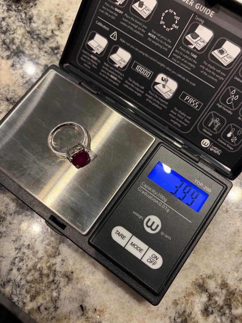 Ruby Sterling Silver Ring, Vintage Marked 925 Siz… - image 6