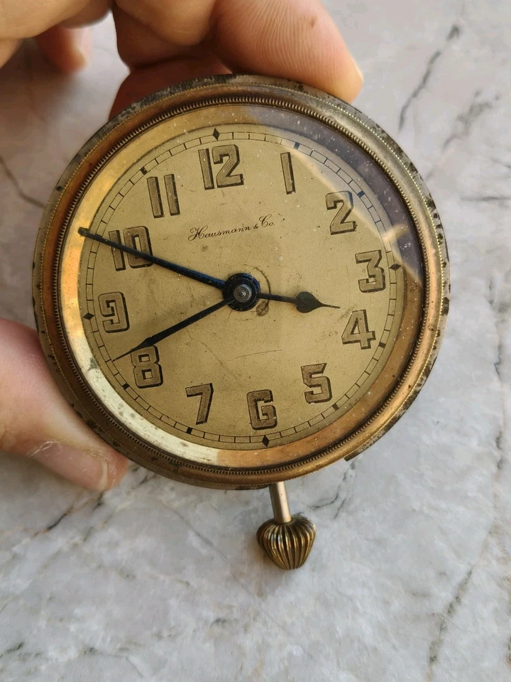 HAUSMANN & CO RARE ALARM CAR CLOCK WATCH UHREN OROLOGIO 62,5mm For Parts - Immagine 3 di 4