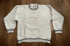 Woolies Vintage Wool Fishermen Thick Chunky Knit Pullover Sweater One Size