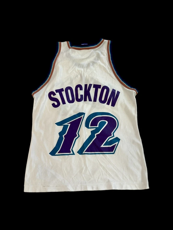 Camiseta Campeón Blanca Años 90 NBA Utah Jazz John Stockton #12 Talla 40 Y2K Foto 2 de 4