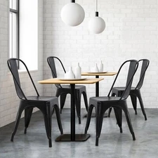 Dining Chairs Set of 4 Metal Chairs Outdoor Indoor Side Stackable Bistro Chairs