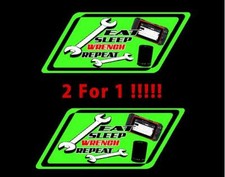2 - Eat Sleep Wrench Repeat Decals 2x4.9 Inches For Matco Tool Box Cart 2 - Eat Sleep Wrench Repeat Decals 2x4.9 Inches For Matco Tool Box Cart