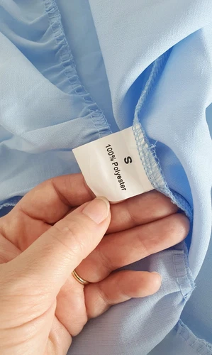 HELLBLAUES DAMEN KLEID TUNIKA SOMMERKLEID BABYDOLL KNIELANG CHIFFON NEU GRÖßE S - Bild 6 von 8