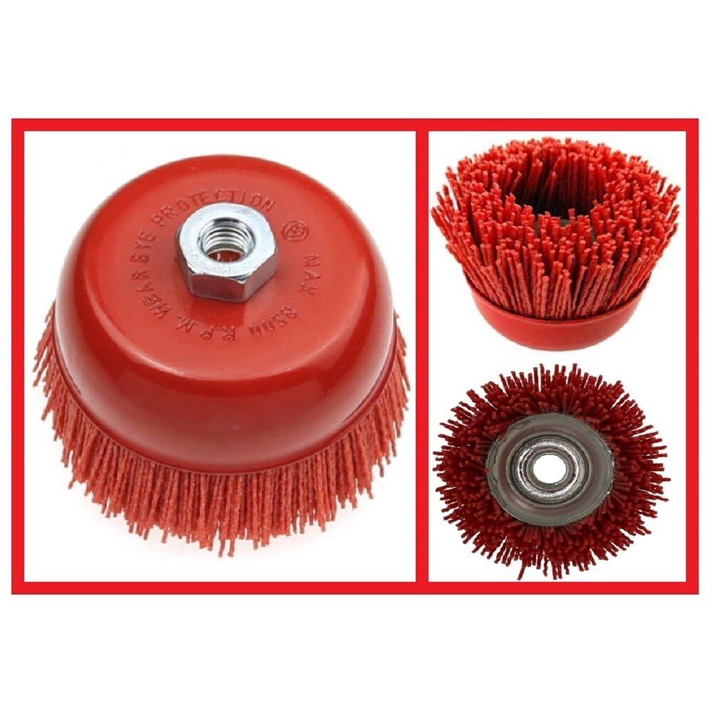 4x Topfbürsten Für Winkelschleifer - M14 Nylonbürsten 75mm Zum Entgraten