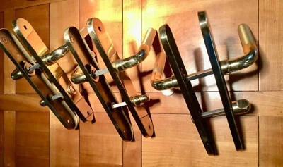 poignée de porte ancienne,lot de 3 , en laiton ,qualité supérieure... - Photo 1/4