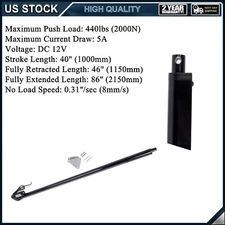 40 Inch Stroke Linear Actuator 12V Heavy Duty 440Lbs/2000N IP65 Waterproof