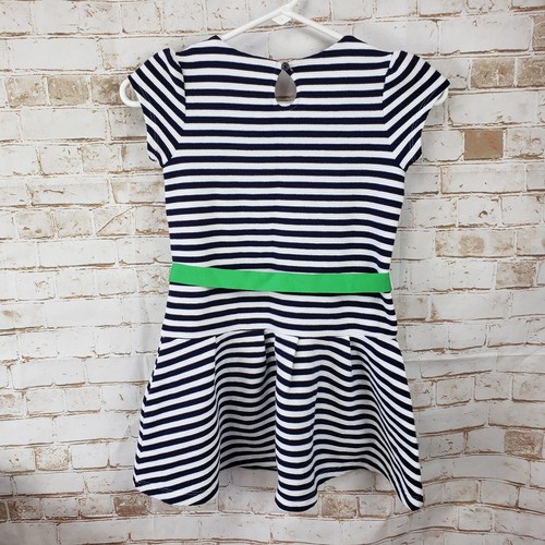 NWT Gymboree Girls Size 6 Navy Blue White Striped Short Sleeve Dress Ribbon Belt - Picture 4 of 10