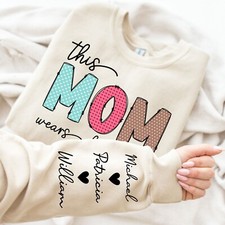 Personalized Mom Sweatshirt, Mother's Day Gift Sweatshirt, Child Names On Sleeve