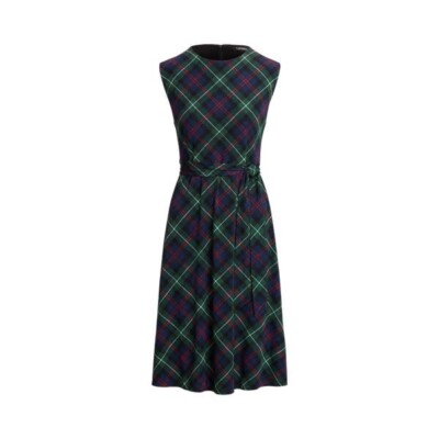 ralph lauren green plaid dress Lauren Ralph Lauren Plus Size Ruffled Plaid Fit & Flare Dress