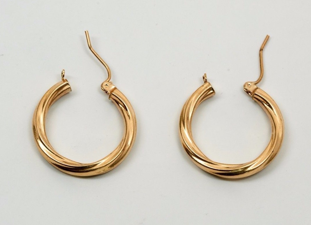 ピアス Numbering Swirl Hoop Earrings #7212 5BNY875 14K Yellow Gold Swirl Design Hoop Earrings | eBay