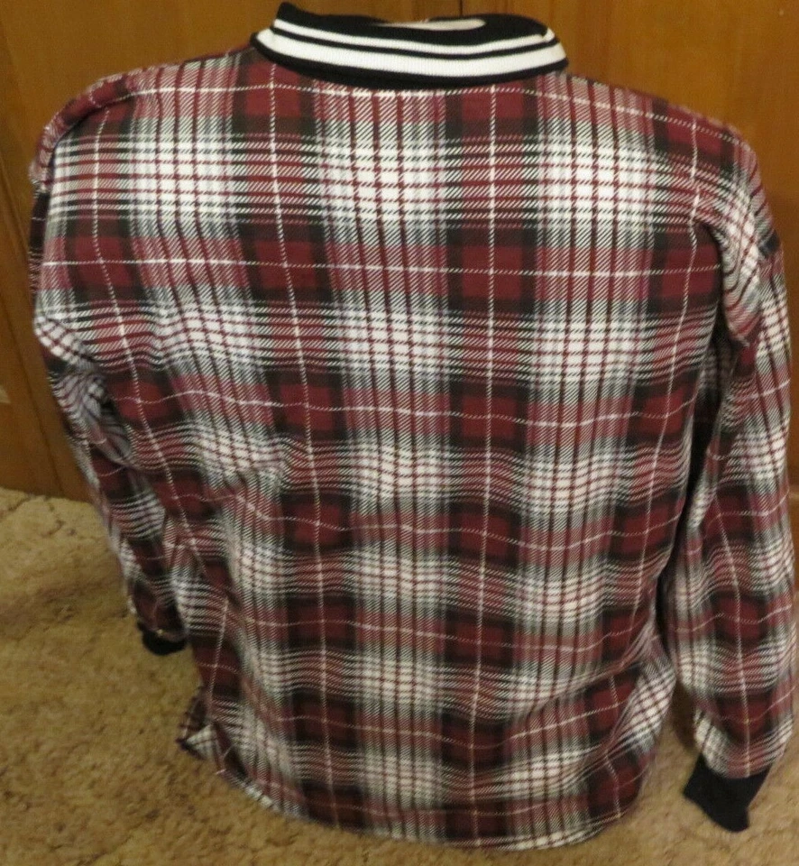 Camisa Delantera Hombre Cuadros 1/4 Botón, Talla:M, Granate, Blanco y Negro Foto 2 de 4