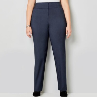 Avenue Super Stretch Straight Leg Blue Trousers Plus Size 24 Petite NWT |  eBay