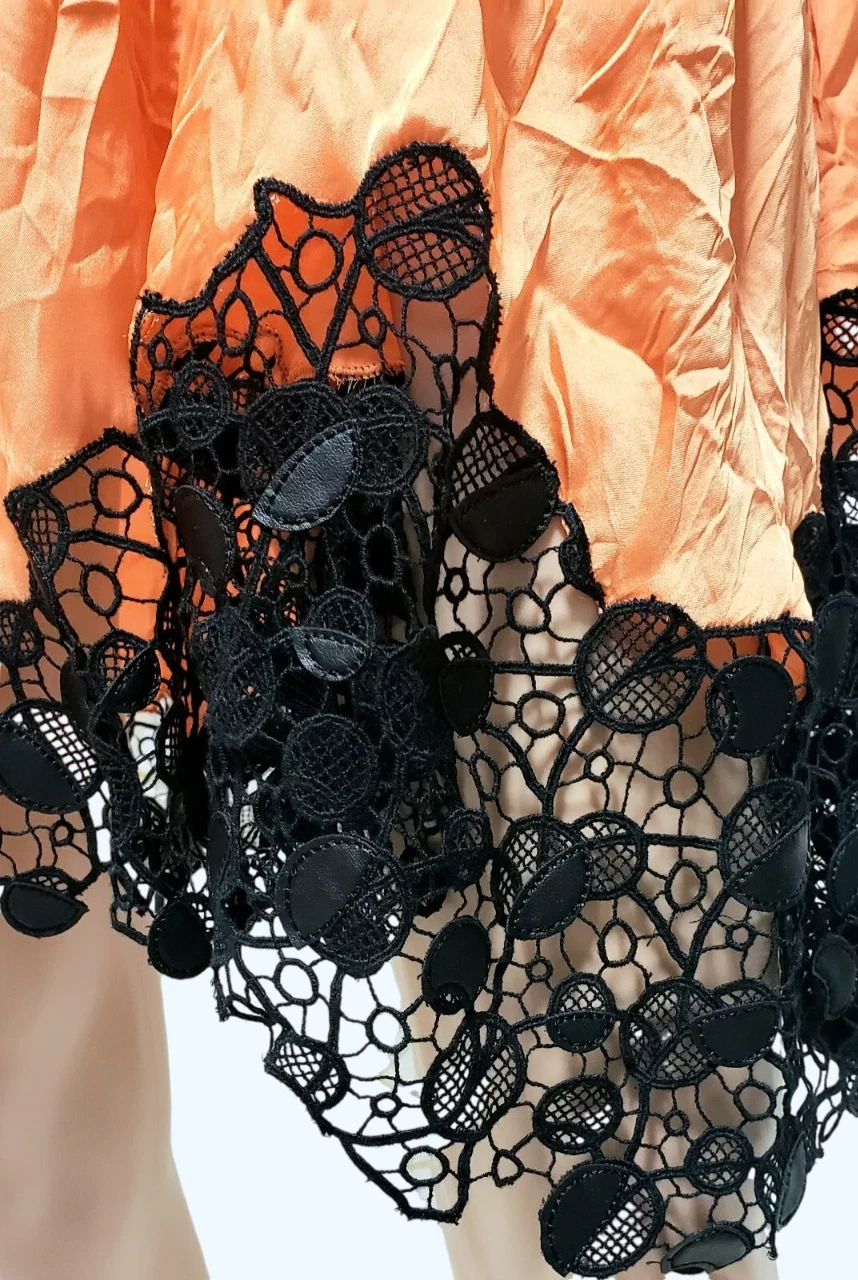 Abito mezza schiena pizzo nero arancione Versace S S13 l# 8 40
