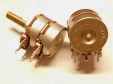 2 RCA 1473308-2 Dual Gang Potentiometers 4Meg 1st Gang, 3Meg 2nd Gang 1/4" Shaft