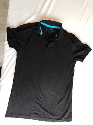 Mens Polo Top Primark Size S Short Sleeve Black 27088