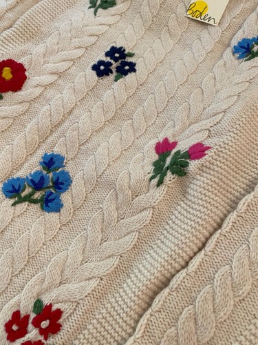 Mini Boden Size 13-14Y Girls Ecru Harriet Sweater Embroidered Flowers-NEW W/ TAG - Picture 7 of 11