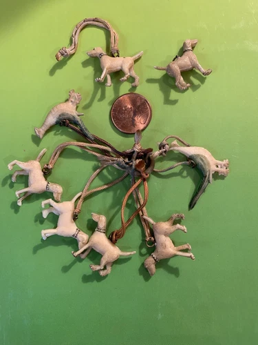 Cracker Jack Charms Prizes Japan Pheasant Birds Retriever Dogs 1940’s Celluloid
