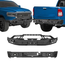 Fit 19-24 Dodge Ram 1500 Steel Rear Front Bumper W Winch Plate 4x Led Lights Fit 19-24 Dodge Ram 1500 Steel Rear Front Bumper W Winch Plate 4x Led Lights