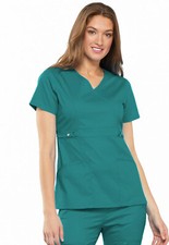 Teal Cherokee Scrubs Luxe Empire Waist Mock Wrap Top 21701 TEAV