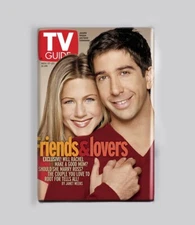 ROSS & RACHEL -  FRIENDS / TV GUIDE / 2" x 3" MAGNET (retro magazine 00s 90s)