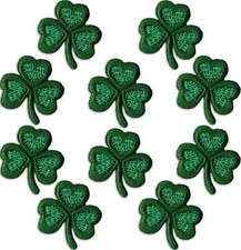 Shamrock Patches (10-Pack) St. Patrick's Day Embroidered Iron On Applique