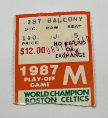 1987 Ticket Boston Celtics Top Lakers NBA Finals GM 5/Bird 23 PT