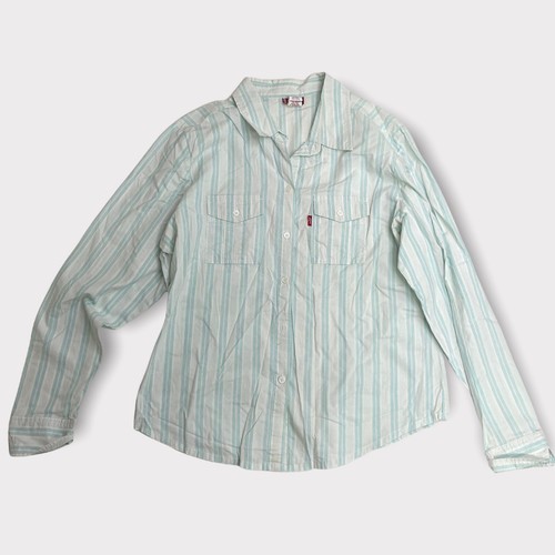 Levis Blue White Striped Button Down 