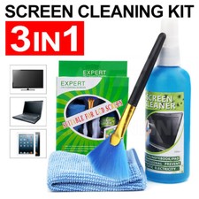 3 in 1 Laptop Screen Cleaning Kit Monitor TV PC LED LCD Cleaner Cloth Brush