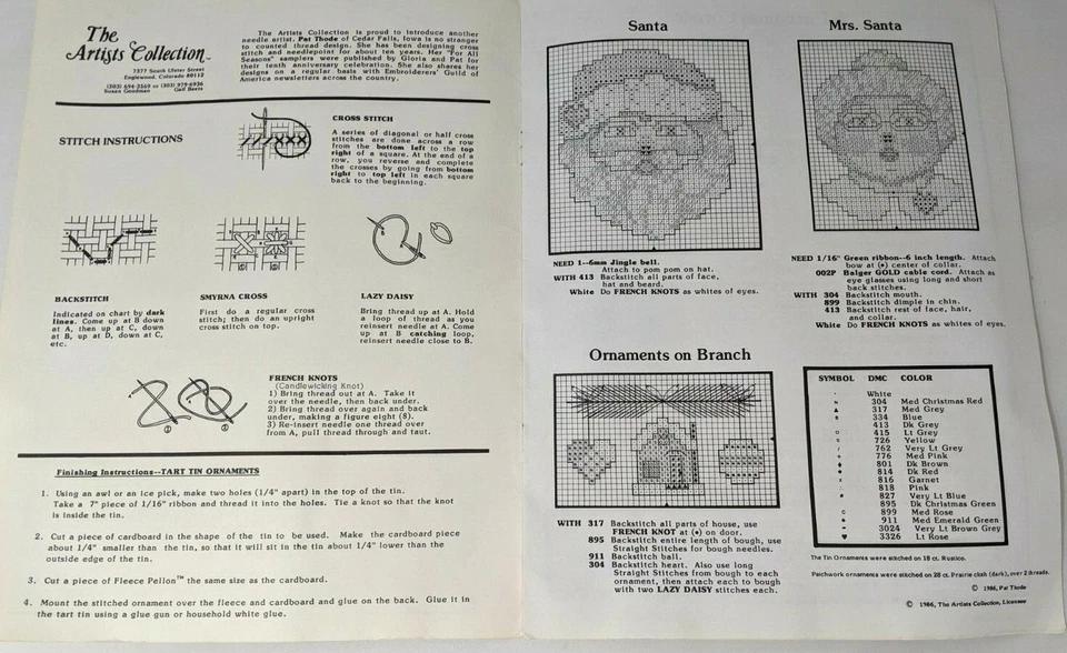 VTG Heartstrings Cranberry Christmas Artist Collection Cross Stitch Pattern SS21 - Image 3 of 4