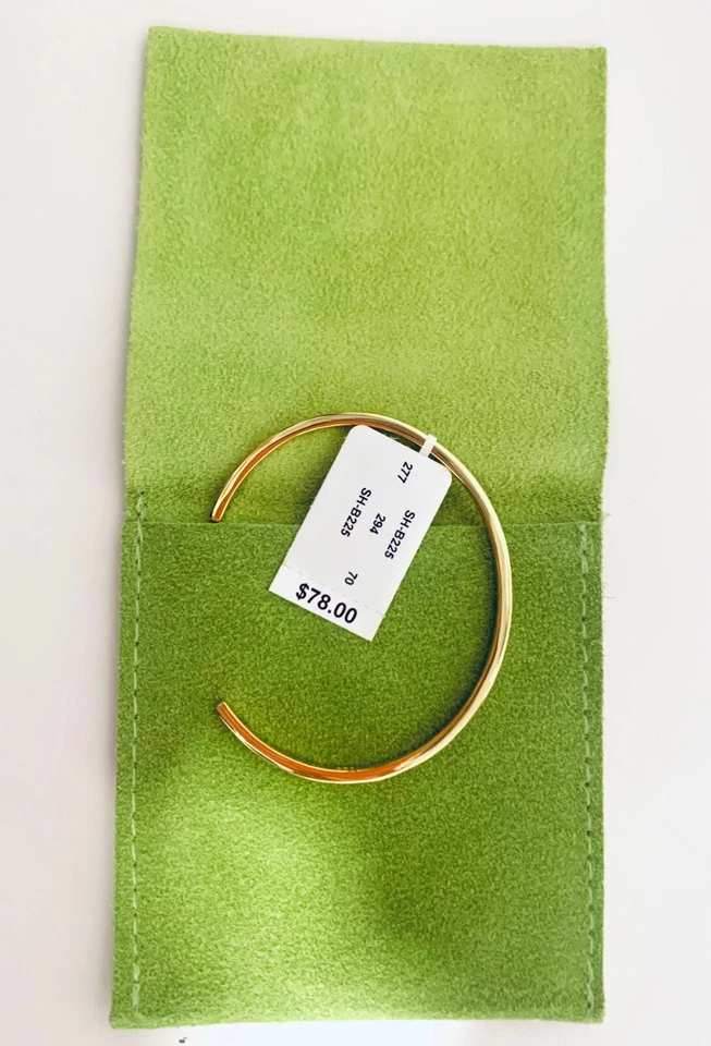 SHASHI AURA 14K GOLD STERLING SILVER CUBIC ZIRCONIA CUFF BANGLE BRACELET NWT - Image 2 of 4