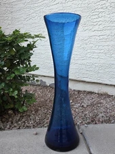 Vintage Blenko 9644 Vase Azure 23" Glass MCM