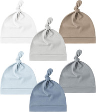 6 Pack Baby Newborn Hats Set Knot Beanie Hats Soft for Infant Baby Girls Boys Ca