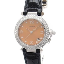 Cartier Pasha 35mm Double Diamond Bezel 8P Diamond Index K18 WG Auto Used