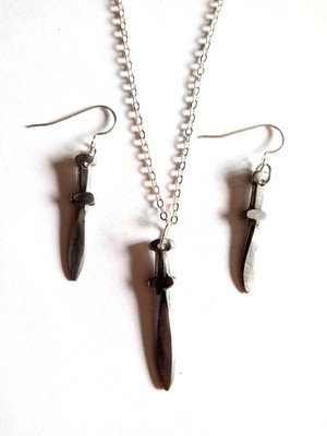 Hand Forged Steampunk Renaissance Metal Knife Dagger Earrings or Necklace