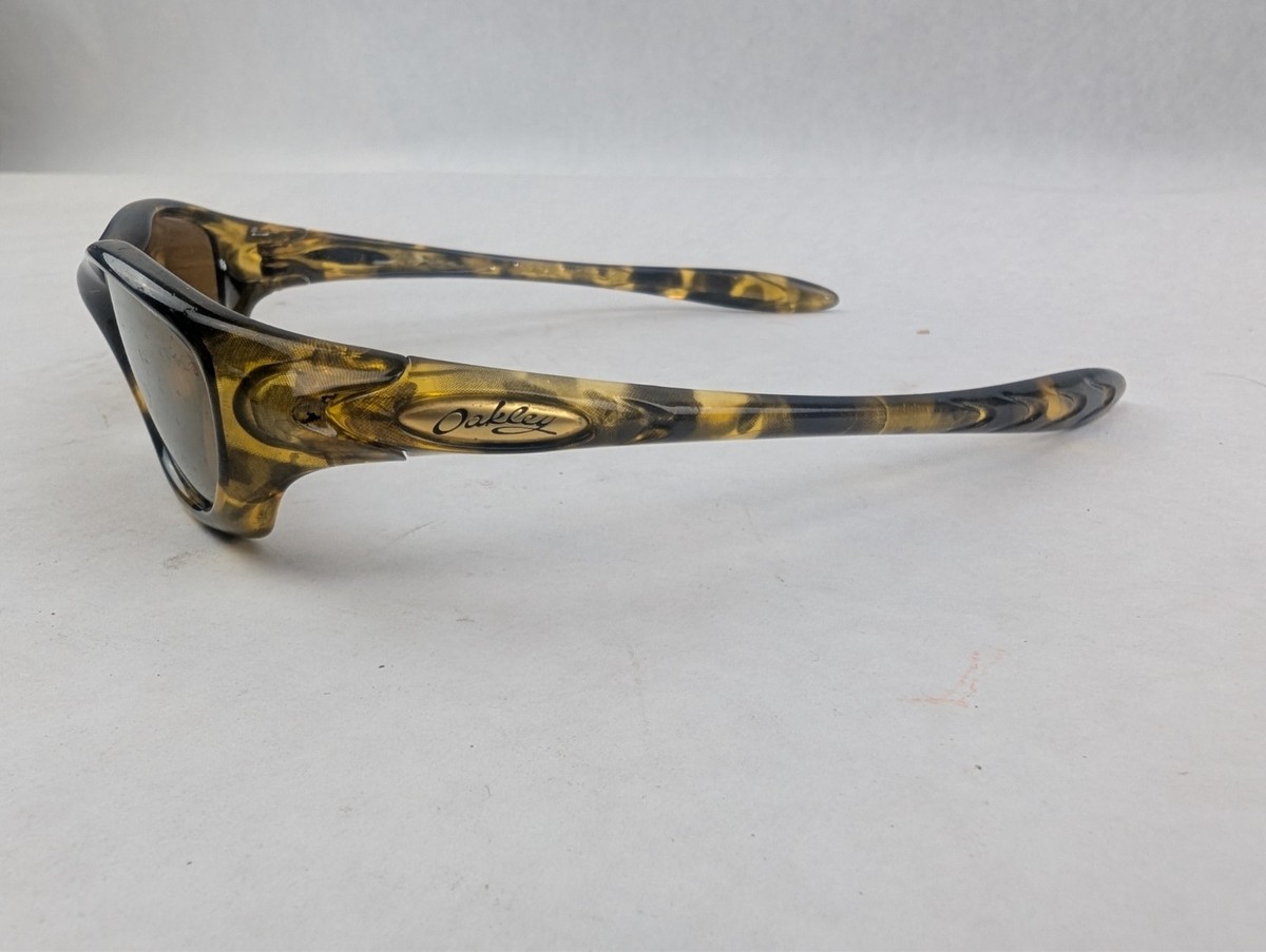 Vintage Rare Oakley Sunglasses Fate Amber Tortoise Leather Gold