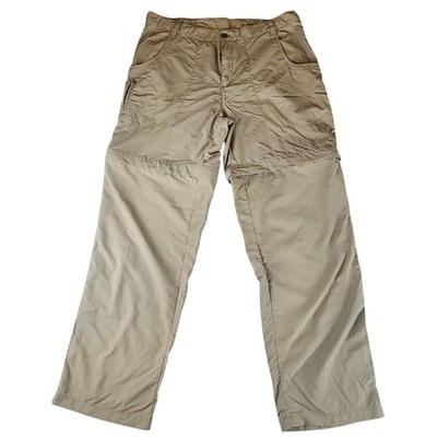 White Sierra Mens XL Convertible Hiking Pants Khaki Nylon Zip Off Cargo 36x30