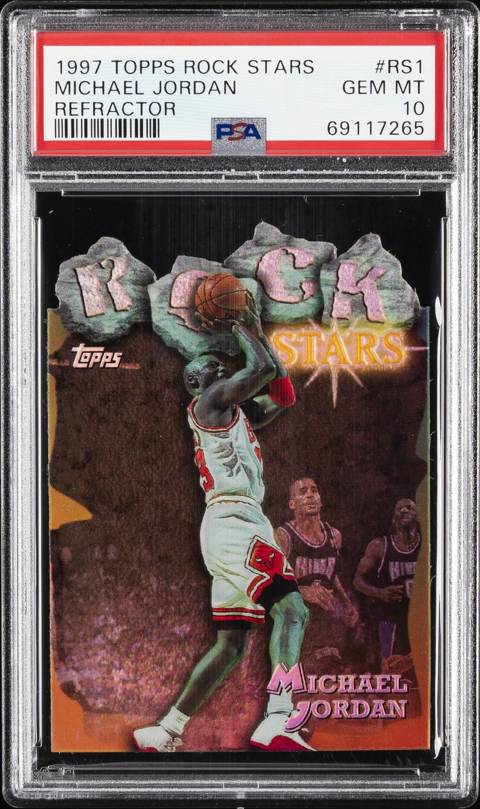 1997 TOPPS ROCK STARS REFRACTOR #RS1 MICHAEL JORDAN PSA 10