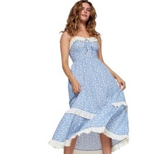 Christy Dawn XL The Emma Midi Dress Blue Calendulawn Cottagecore Prairie