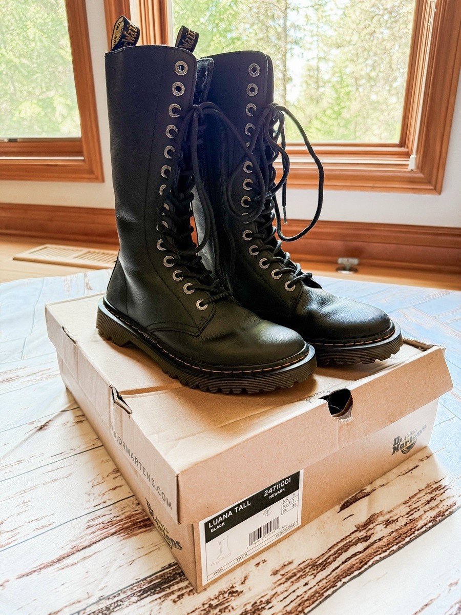 Brown Luana Tall Dr Martens MARTENS LUANA TALL BOOT SIZE BLACK