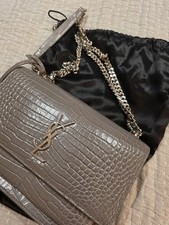 Saint Laurent Loulou Grey Vintage Leather Shoulder Bag Medium
