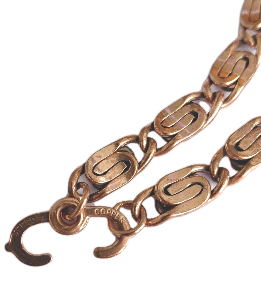 Solid Copper Scroll Chain Bracelet With Sister Cl… - image 7