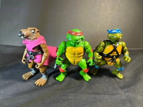 TMNT Vintage Splinter Raphael Leonardo Action Figures 1988 Playmates Toys Loose