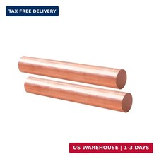 2Pcs Pure Copper Round Rod 3/16" 5mm Dia 7.87" Length Bare Copper Cu Metal Rod