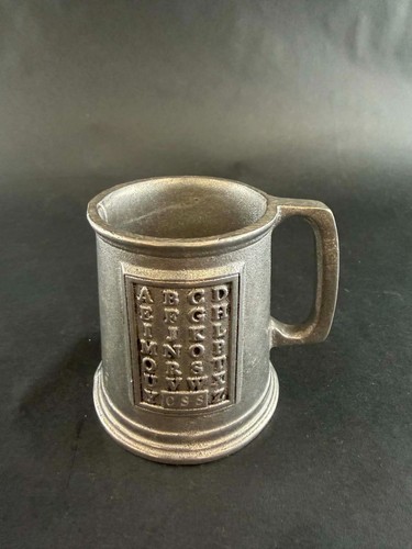 Vintage Wilton Armetale Cast Aluminum ABC Alphabet Childrens Mug USA 3.5” Tall
