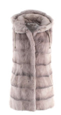 Yves Salomon Grey Mink Fur Hooded Gilet