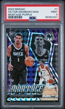 2023-24 Panini Mosaic Victor Wembanyama #7 RC Montage Purple /99 PSA 9