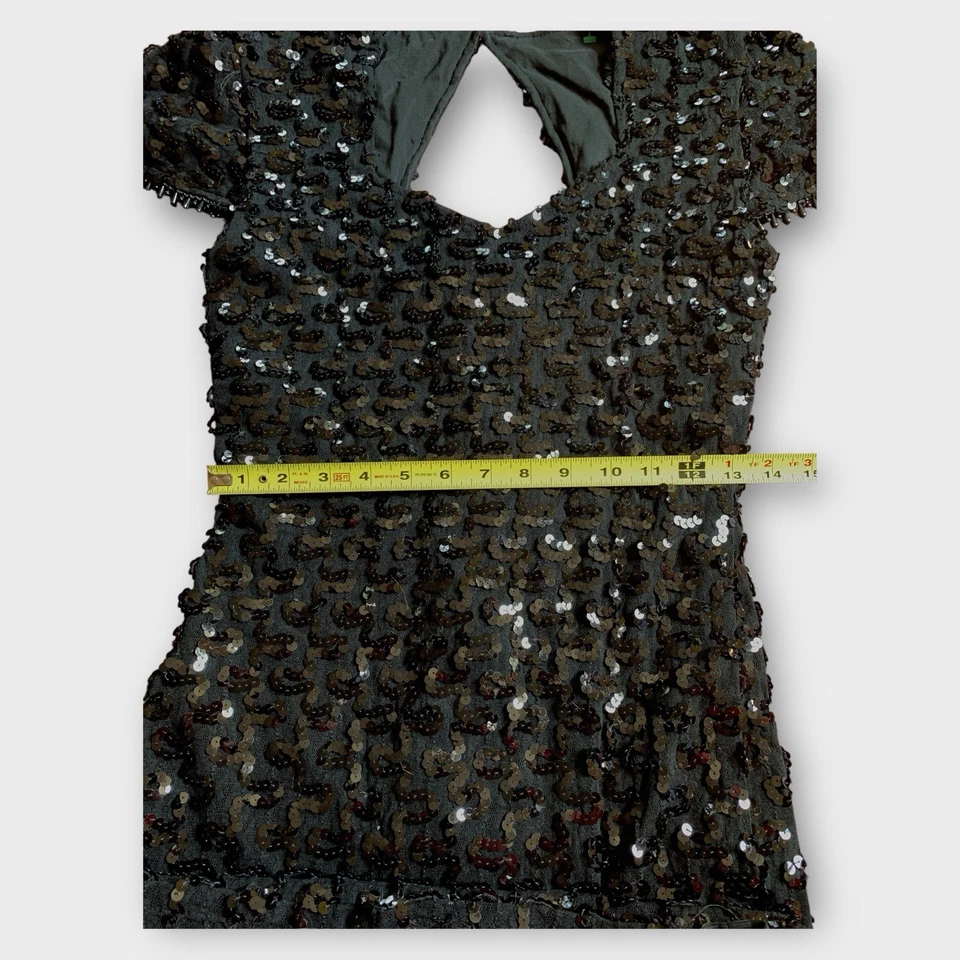 Nuevo con etiquetas Vestido David Rose Vintage Años 90 Cuentas Negro Lentejuelas Cóctel Aleta Talla 6 Foto 4 de 4